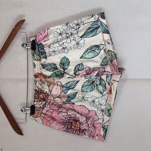 Shein X Cream Floral Satin Boxer Style Shorts Size Small New without Tags